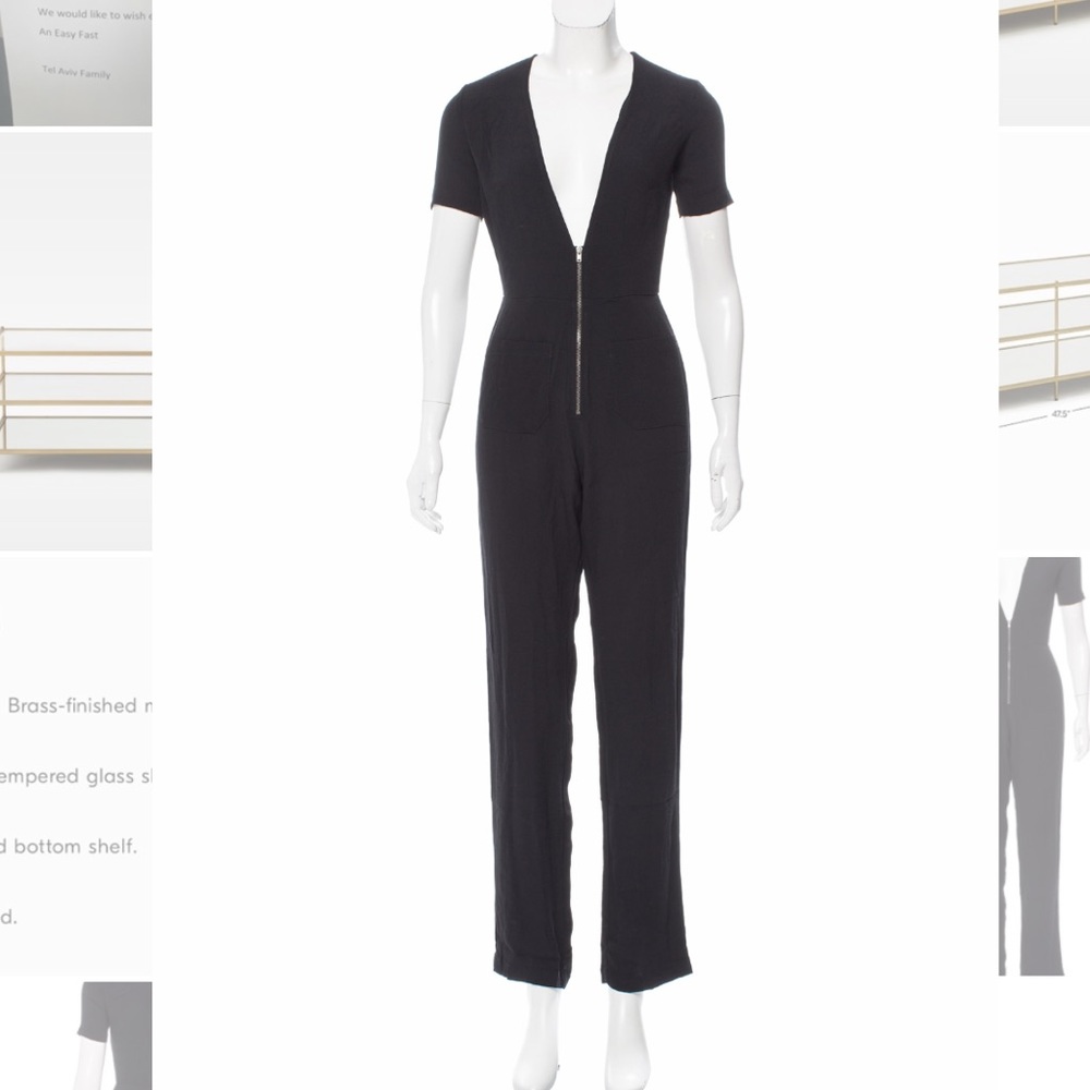 NWT REFORMATION Farah Plunging Neck Jumpsuit Black